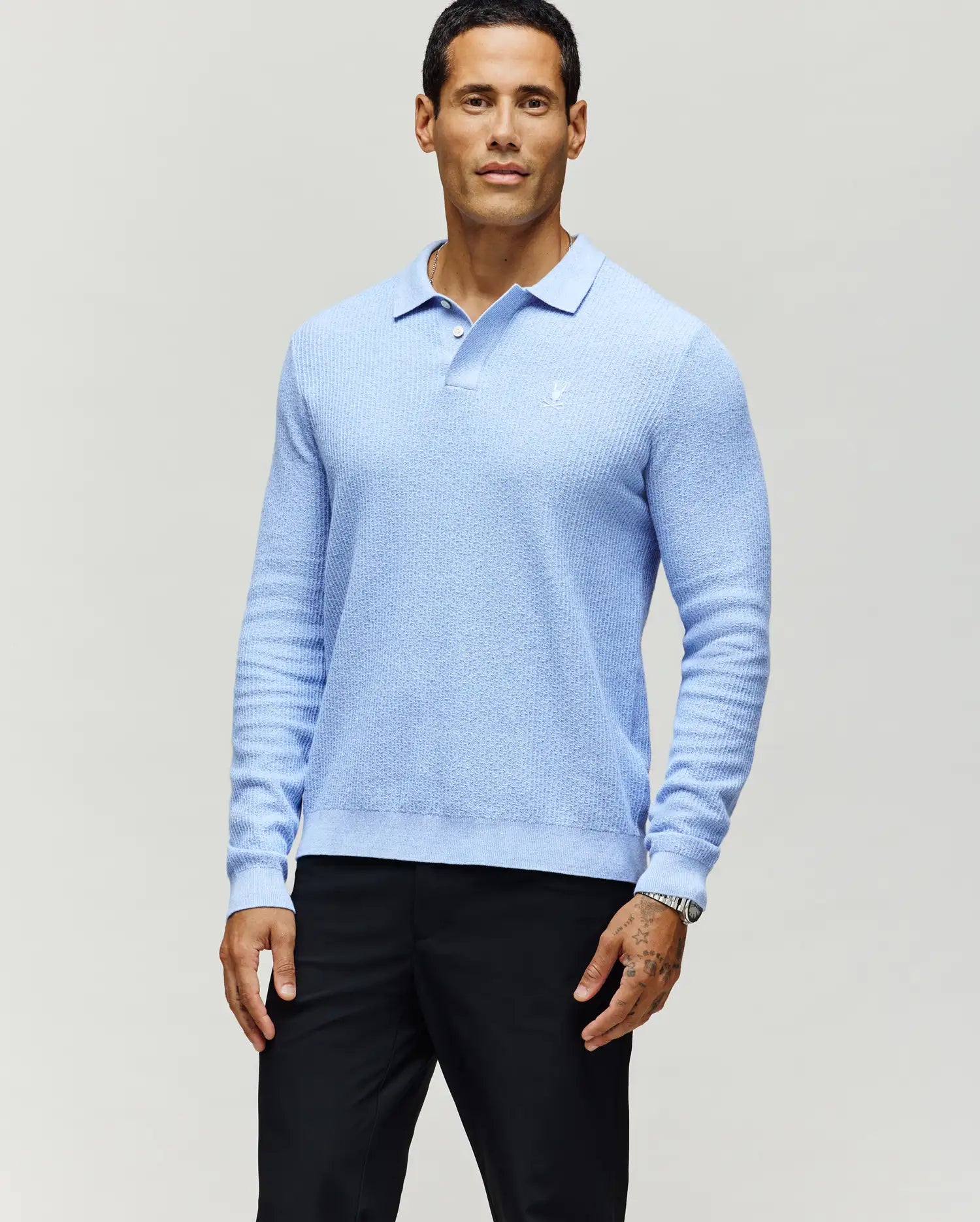 MENS ROMAN LONG SLEEVE KNIT POLO - MT0100153 - Image 3